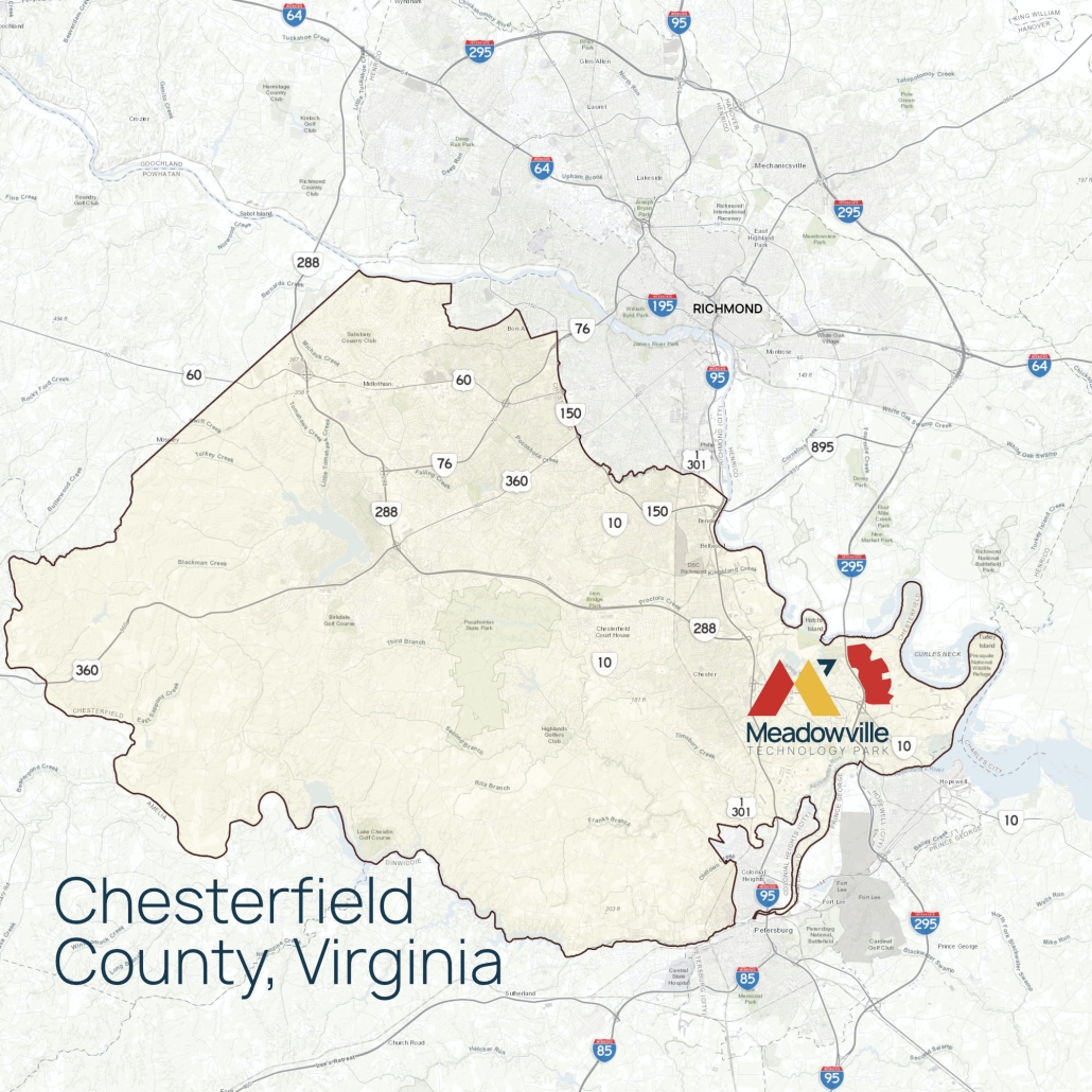 Location of Meadowville Technology Park in Chesterfield